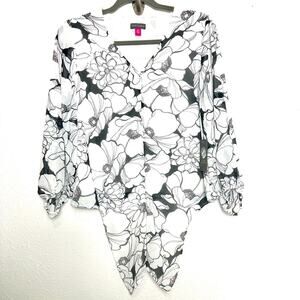 Vince Camuto floral tie front blouse xxs